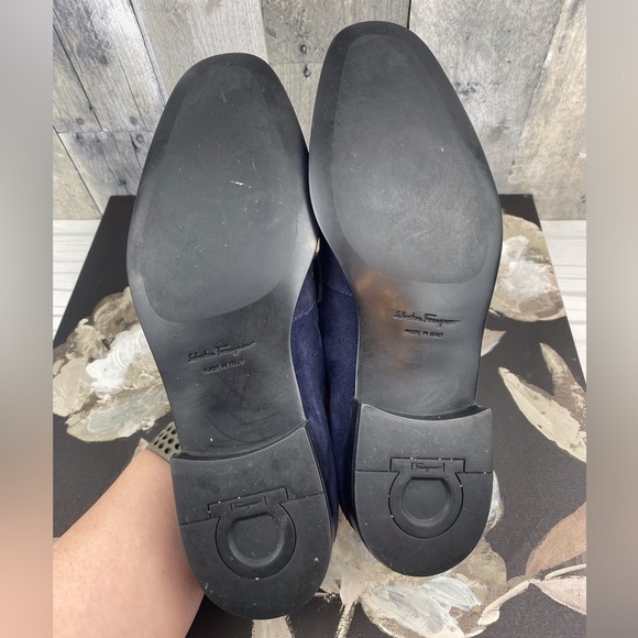Ferragamo Men’s Foster Suede Loafer In Blue Size 7.5 Medium Width. - Picture 11 of 12